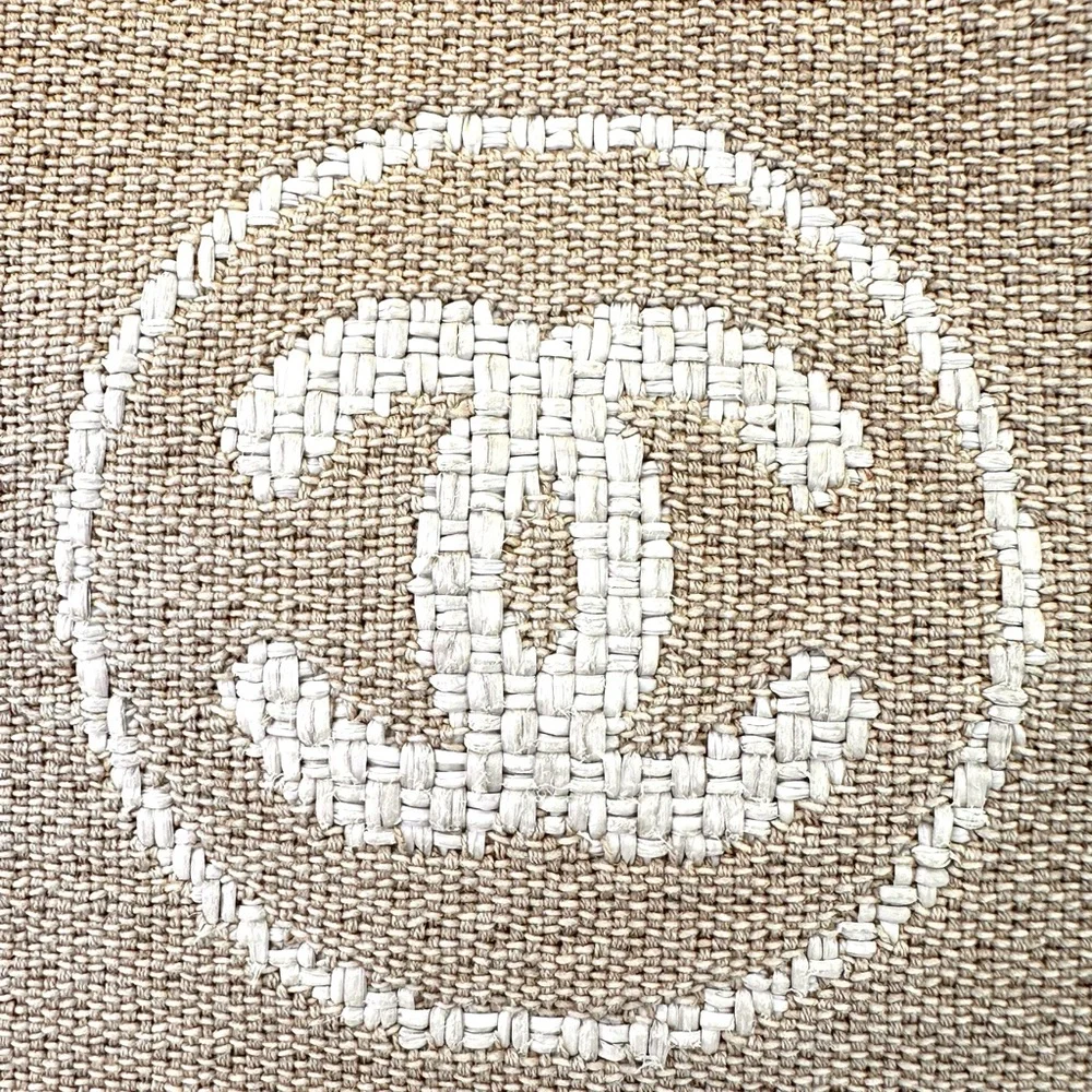 CHANEL CC Deauville Tan Canvas Small Tote SHW White Lettering COA - Picture 3 of 16